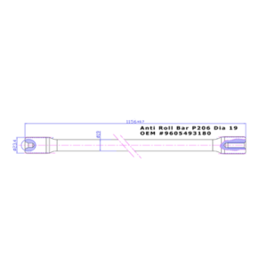 Rear torsion bar for Peugeot 206, 207, 306, Rana, Citroen C2